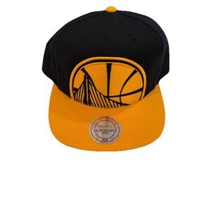 Golden State Warriors Mitchell and Ness Hat Cap Snapback NBA Black Yellow